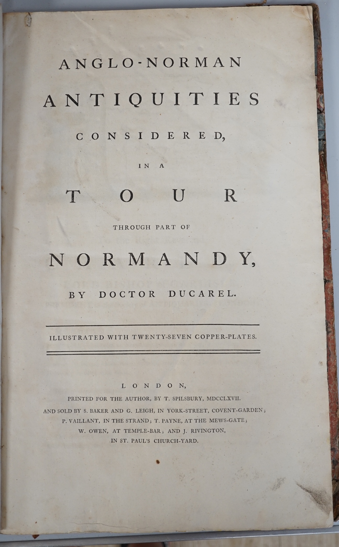 Ducarel, Anglo-Norman Antiquities considered in a Tour through Normandy, 1767, with plates. Condition - poor